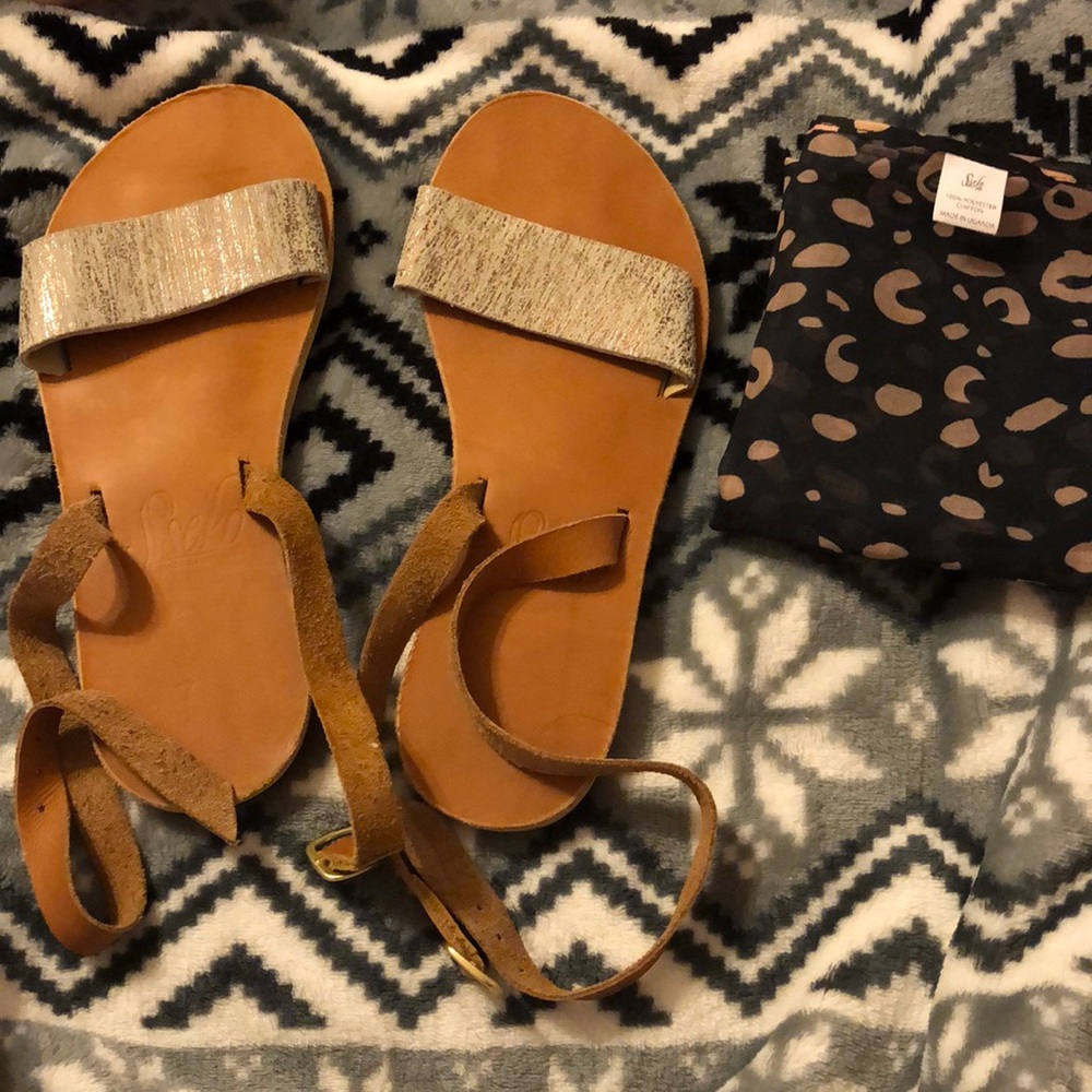 Sseko Mixed Metallic & Caramel Rue Sandal